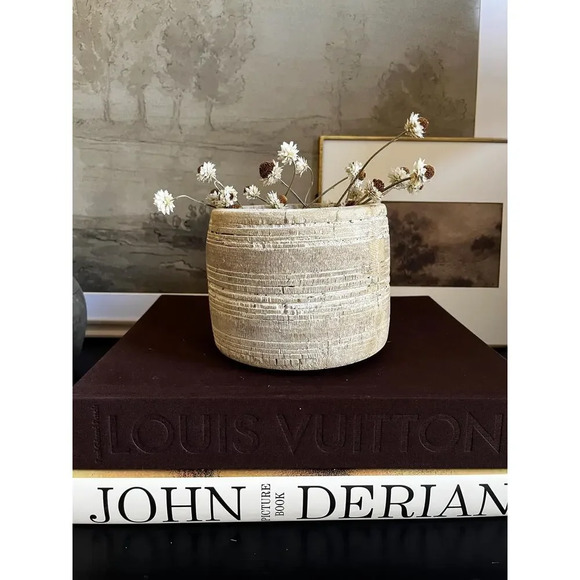 Vintage Bleached Wood Pot - Picture 1 of 7